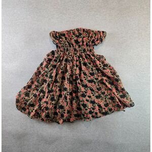 Kimchi Blue Mini Dress Small Brown Red Floral Babydoll Sheer‎ Lined Strapless